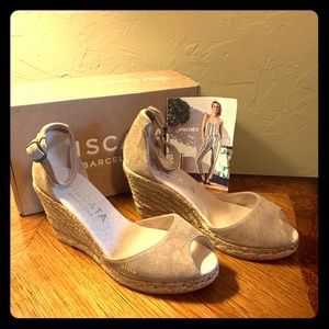3" Wedge Suede Espadrilles Heel- Camel Sz 7